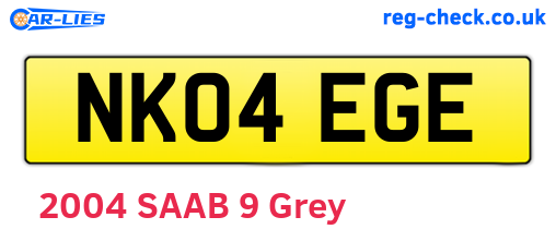 NK04EGE are the vehicle registration plates.