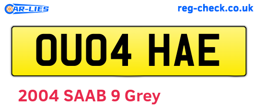 OU04HAE are the vehicle registration plates.