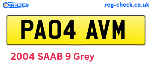 PA04AVM are the vehicle registration plates.