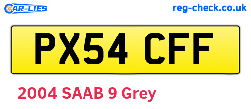 PX54CFF are the vehicle registration plates.