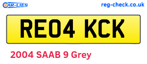RE04KCK are the vehicle registration plates.