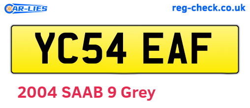 YC54EAF are the vehicle registration plates.