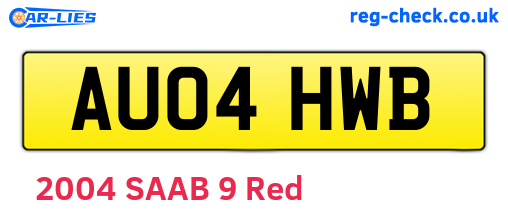 AU04HWB are the vehicle registration plates.