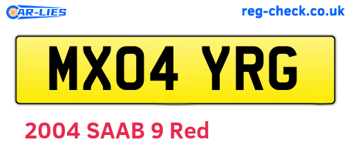 MX04YRG are the vehicle registration plates.