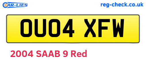 OU04XFW are the vehicle registration plates.