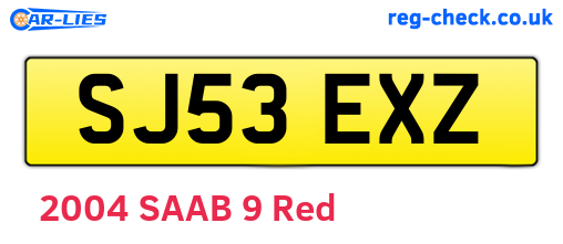 SJ53EXZ are the vehicle registration plates.