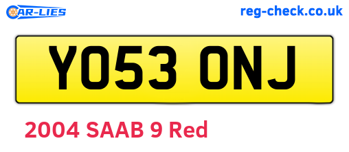 YO53ONJ are the vehicle registration plates.