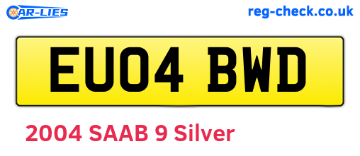 EU04BWD are the vehicle registration plates.