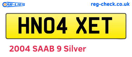 HN04XET are the vehicle registration plates.