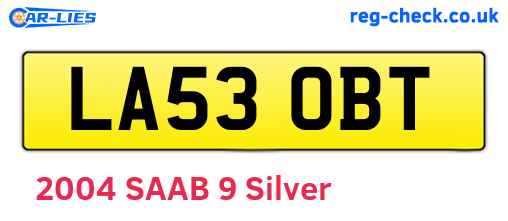 LA53OBT are the vehicle registration plates.