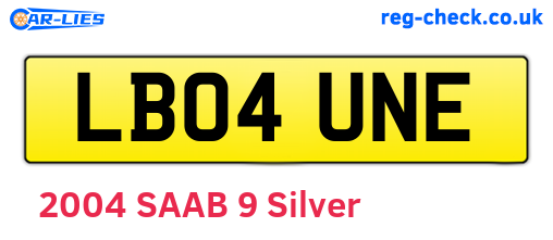 LB04UNE are the vehicle registration plates.