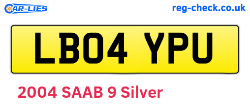 LB04YPU are the vehicle registration plates.