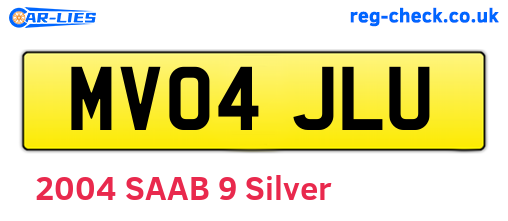 MV04JLU are the vehicle registration plates.