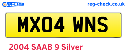MX04WNS are the vehicle registration plates.