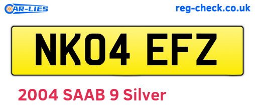 NK04EFZ are the vehicle registration plates.