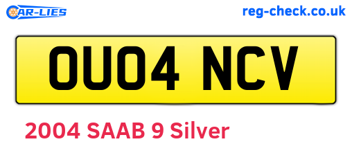OU04NCV are the vehicle registration plates.