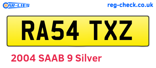RA54TXZ are the vehicle registration plates.