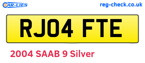 RJ04FTE are the vehicle registration plates.
