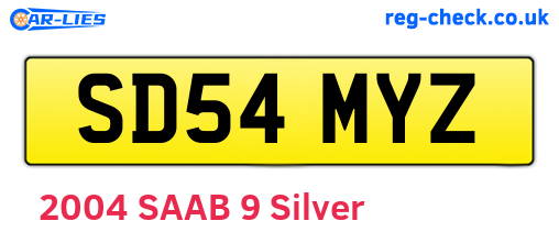 SD54MYZ are the vehicle registration plates.