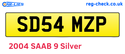 SD54MZP are the vehicle registration plates.