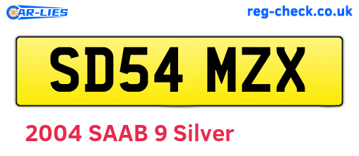 SD54MZX are the vehicle registration plates.
