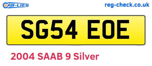 SG54EOE are the vehicle registration plates.