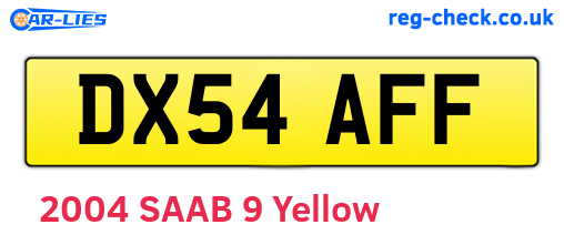 DX54AFF are the vehicle registration plates.