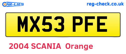 MX53PFE are the vehicle registration plates.