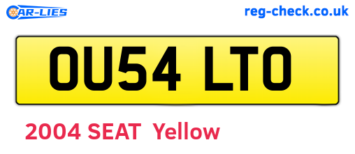 OU54LTO are the vehicle registration plates.