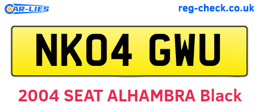 NK04GWU are the vehicle registration plates.