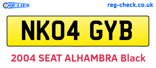 NK04GYB are the vehicle registration plates.
