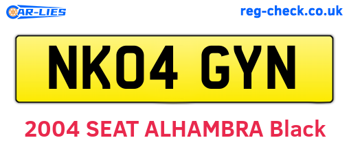 NK04GYN are the vehicle registration plates.