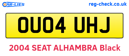 OU04UHJ are the vehicle registration plates.