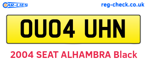 OU04UHN are the vehicle registration plates.