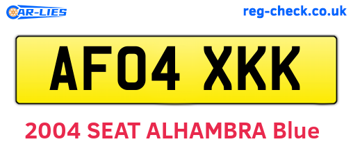 AF04XKK are the vehicle registration plates.