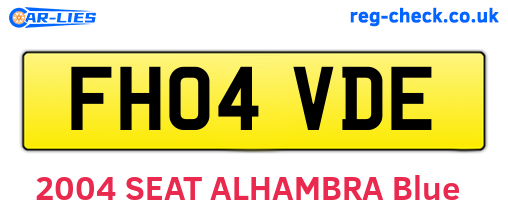 FH04VDE are the vehicle registration plates.