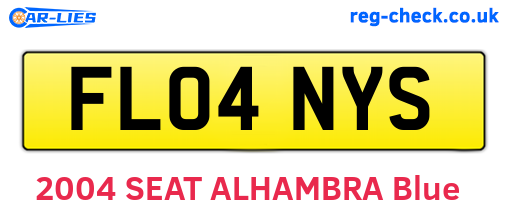 FL04NYS are the vehicle registration plates.