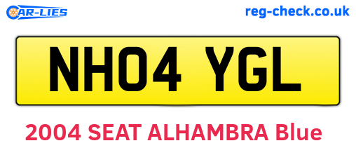 NH04YGL are the vehicle registration plates.