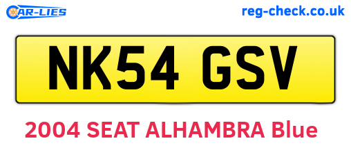 NK54GSV are the vehicle registration plates.