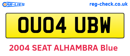 OU04UBW are the vehicle registration plates.