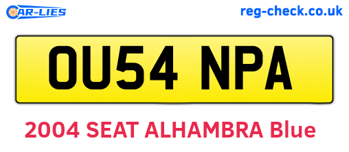 OU54NPA are the vehicle registration plates.