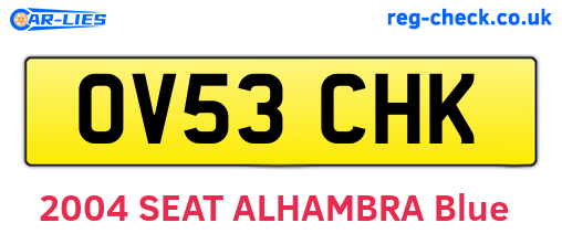 OV53CHK are the vehicle registration plates.