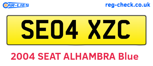 SE04XZC are the vehicle registration plates.