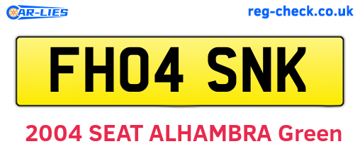 FH04SNK are the vehicle registration plates.