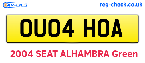 OU04HOA are the vehicle registration plates.
