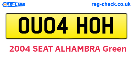 OU04HOH are the vehicle registration plates.