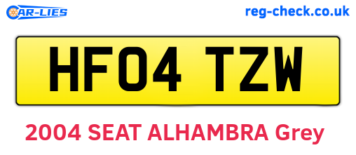 HF04TZW are the vehicle registration plates.