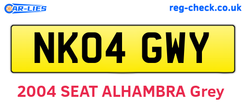 NK04GWY are the vehicle registration plates.
