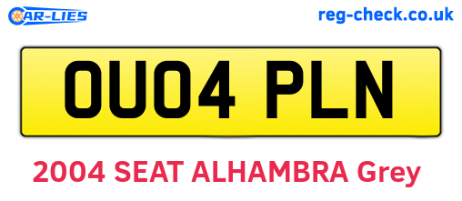 OU04PLN are the vehicle registration plates.