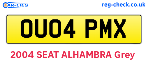 OU04PMX are the vehicle registration plates.